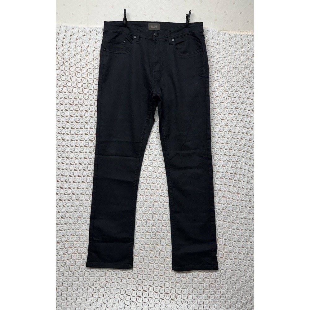 Jachs Pants Men 32x32 Black Stretch Pockets Terry Traveler Straight Cotton Blend